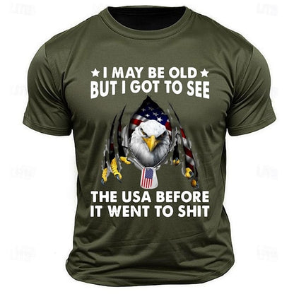 Letter Quotes & Sayings Eagle Sports Classic Casual Men's 100% Cotton Graphic T Shirt Black White Army Green Short Sleeve Crew Neck Shirt Summer Spring Clothing Apparel S M L XL XXL
