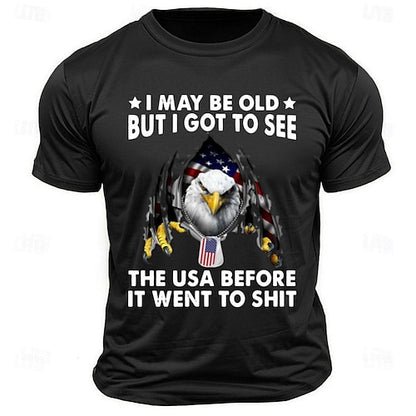 I May Be Old Men's Graphic Cotton T Shirt Sports Classic Shirt Short Sleeve Comfortable Tee Sports Outdoor Holiday Summer Fashion Designer Clothing
