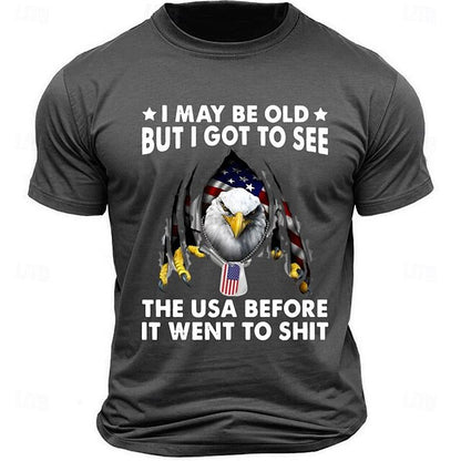 Letter Quotes & Sayings Eagle Sports Classic Casual Men's 100% Cotton Graphic T Shirt Black White Army Green Short Sleeve Crew Neck Shirt Summer Spring Clothing Apparel S M L XL XXL