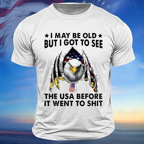I May Be Old Men's Graphic Cotton T Shirt Sports Classic Shirt Short Sleeve Comfortable Tee Sports Outdoor Holiday Summer Fashion Designer Clothing